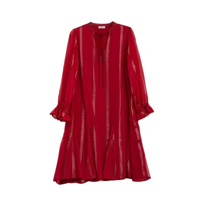 Niza Red Women's Short Long Sleeved Dress