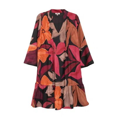 Niza Women's Asymmetric Long Sleeve Dress In Orange