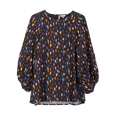 Niza Women's Black Alejandra Polka Dot Blouse