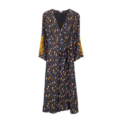 Niza Women's Black Alejandra Polka Dot Midi Dress