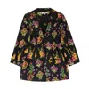 Niza Women's Black Blazer With Floral Print And Embroidery Penélope In Black