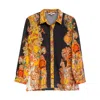 Niza Women's Black / Blue Oversized Printed Shirt Rania In Black/blue