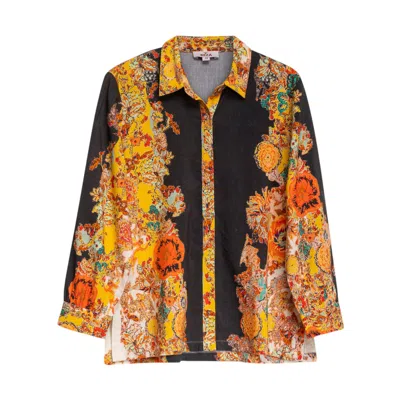 Niza Women's Black / Blue Oversized Printed Shirt Rania In Black/blue