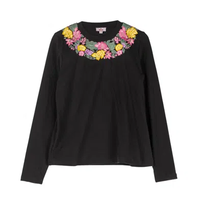 Niza Women's Black Camila Flower T-shirt