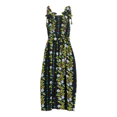 Niza Women's Black / Green / Blue Black Floral Dress Riviera In Multi