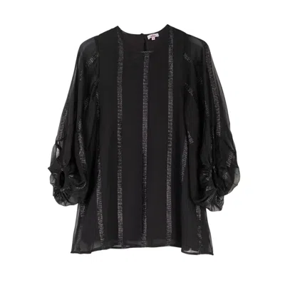 Niza Women's Black Lara Bright Striped Blouse