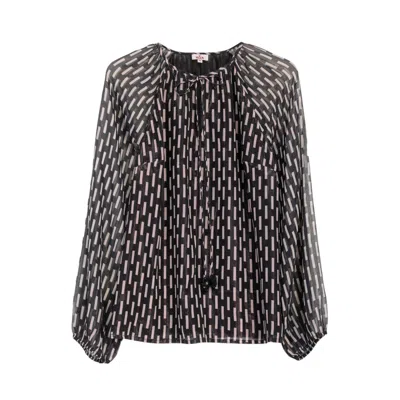 Niza Women's Black Lia Geometric Print Shirt