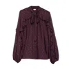 Niza Women's Black Long Sleeve Blouse In Brown