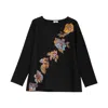 Niza Women's Black Long Sleeved Shirt With Floral Print In Black