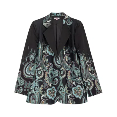 Niza Women's Black Lorena Floral Print Blazer