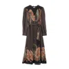 Niza Women's Black Matilda Combined Printed Midi Dress In Black