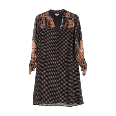Niza Women's Black Matilda Mixed Print Dress