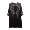 Niza Women's Black Mini Dress With Round Neck And Paisley Print In Black