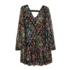 Niza Women's Black Mini Lingerie Paisley Print Dress In Black