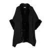Niza Women's Black Poncho With Textural Finishes On The Edges In Black