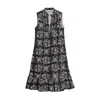 Niza Women's Black Short Dress With Lace And Floral Print In Black