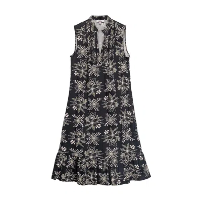 Niza Women's Black Short Dress With Lace And Floral Print