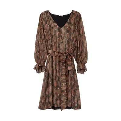 Niza Women's Black Short Dress With Multicolor Floral Print