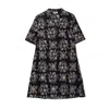 Niza Women's Black Short Flared Dress With Embroidery In Black