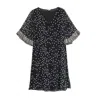 Niza Women's Black Short Short Sleeve Dress With Polka Dots Print In Black