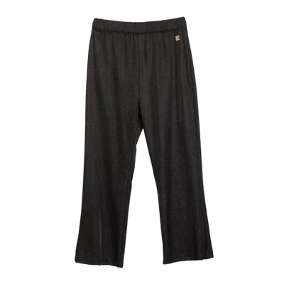Niza Women's Black Straight Pants In Shiny Fabric