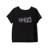 Niza Women's Black T-shirt With Custom Embroidery