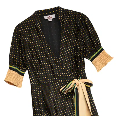 Niza Women's Black / Yellow / Orange Midi Polka Dot Dress Roma