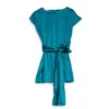 Niza Women's Blouse With Slits And Sash Blue In Blue