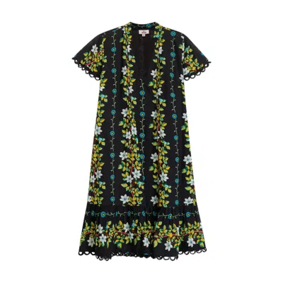 Niza Women's Blue / Green / Black Short Printed Floral Dress Riviera In Multi