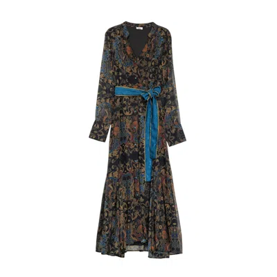 Niza Women's Blue Short Dress With Nerú Collar