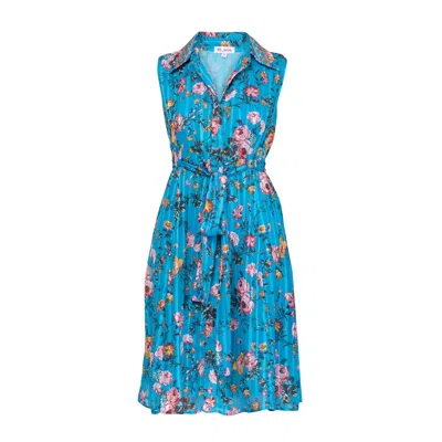 Niza Women's Blue Short Sleeveless Shirt Dress