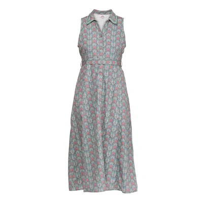 Niza Women's Blue Sleeveless Midi Shirt Dress