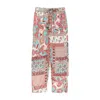 Niza Women's Blue / White / Red Elastic Waist Pants With Multi Patch Pockets