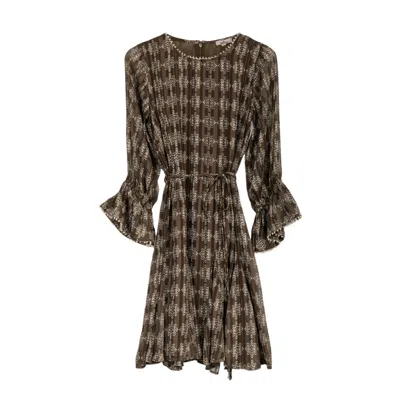 Niza Women's Brown Catalina Ruffle Dress