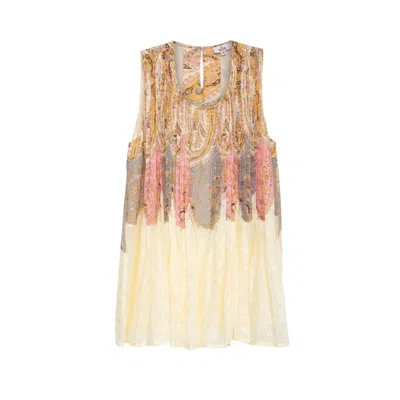 Niza Women's Brown Long Printed Dress With V-neck Ruffles And Belt