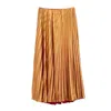 Niza Women's Brown Metallic Pleated Midi Skirt Bronze In Brown