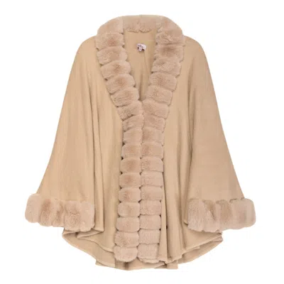 Niza Women's Brown Petra Beige Lurex Poncho In Neutral