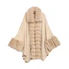 Niza Women's Brown Poncho With Horizontal Details On The Front In Neutral