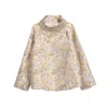 Niza Women's Brown White Coat With Floral Print In Brown