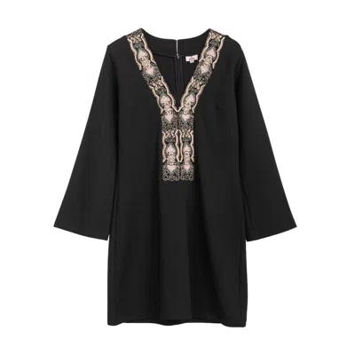 Niza Women's Emma Black Dress With Flared Sleeves