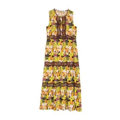 Niza Women's Flowy Dress With Ruffled Sleeves And A V-neck In Multi