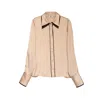Niza Women's Gold Blouse With Double Shirt Collar In Gold