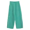 Niza Women's Green Aquamarine Linen Trousers Cannes In Green