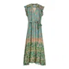 Niza Women's Green / Blue Green Aquamarine Printed Dress Bali