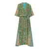 Niza Women's Green / Blue Midi Printed Dress Bali
