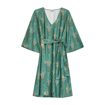 Niza Women's Green Satin Dress Amira