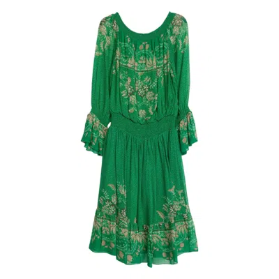 Niza Women's Green Short Ruched Dress Gardenia