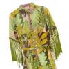 Niza Women's Green / Yellow / Orange Midi Green Fringed Dress Malia