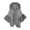 Niza Women's Grey Poncho With Intricate Stitching Details In Gray