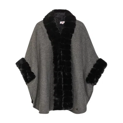Niza Women's Grey Two-tone Poncho Elisa Gray